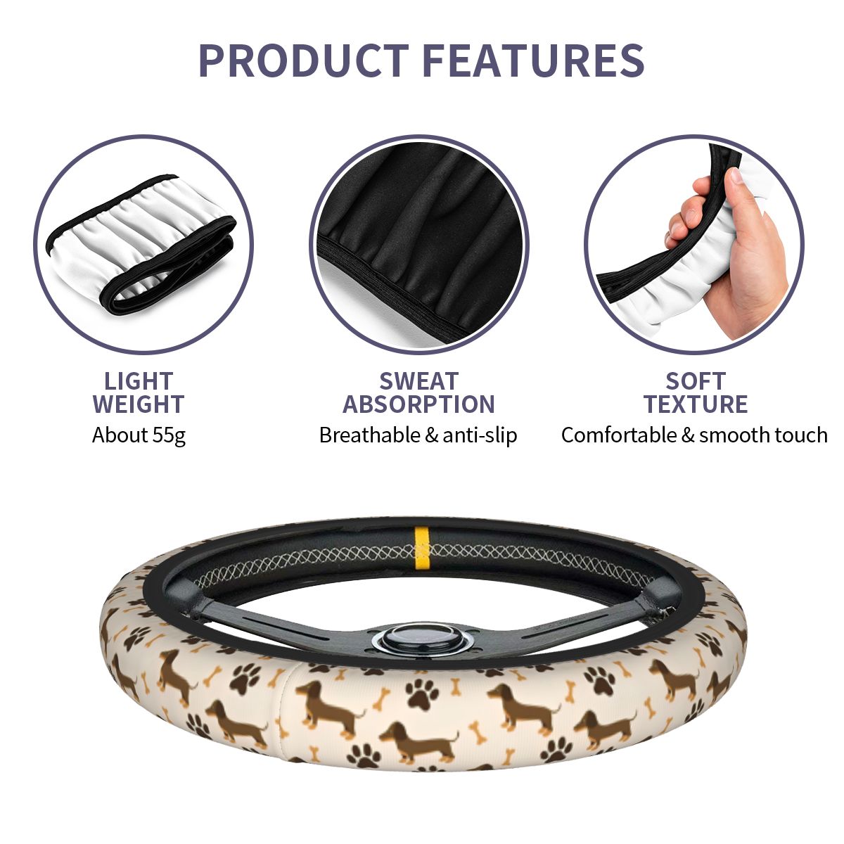 Cute Dachshund Car Steering Wh - Car Steering Wheel Cover Anti Slip Breathable review and price