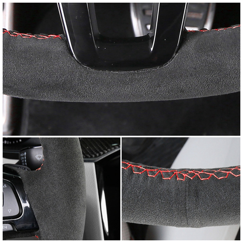 Custom Hand-stitched Black Sue - Car Steering Wheel Cover Anti Slip Breathable review and price